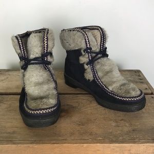 *YODELERS vintage faux fur Scandinavian winter ankle boots us women’s size 7 EUC
